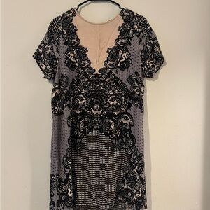 Express Black and Beige Lace Overlay Dress